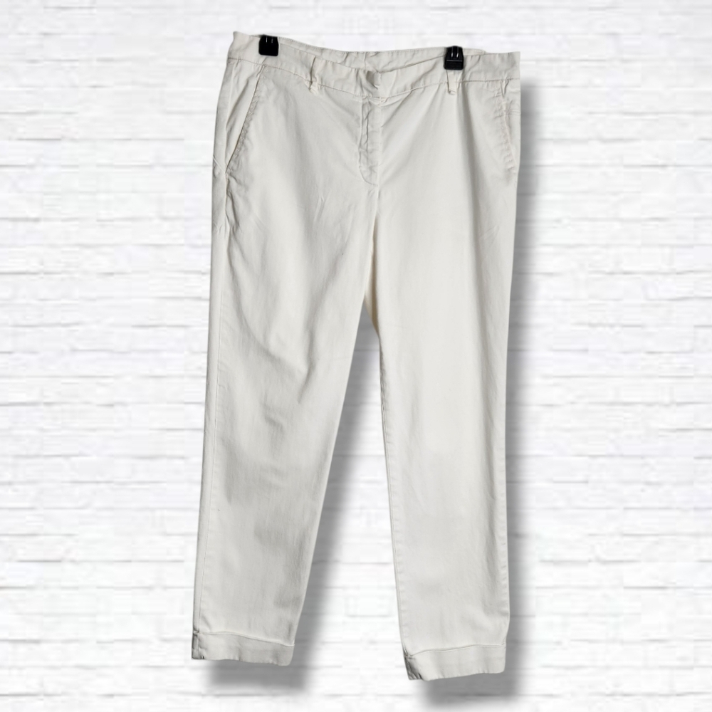 Brunello Cucinelli White Cropped Trouser Pants Size 10 US